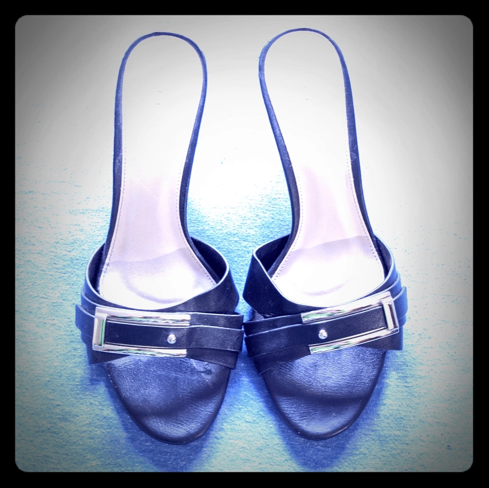 Black slip on summer heels | sandals